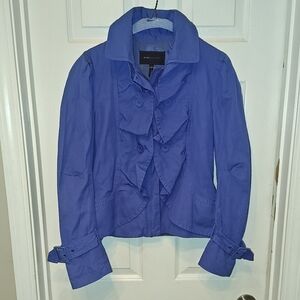 BCBGMaxAzria Royal Blue Ruffle Front Blazer